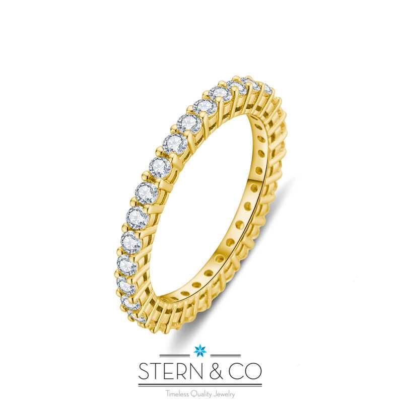 טבעת כסף משובצת לאישה לאישה דגם Tennis2 זהב